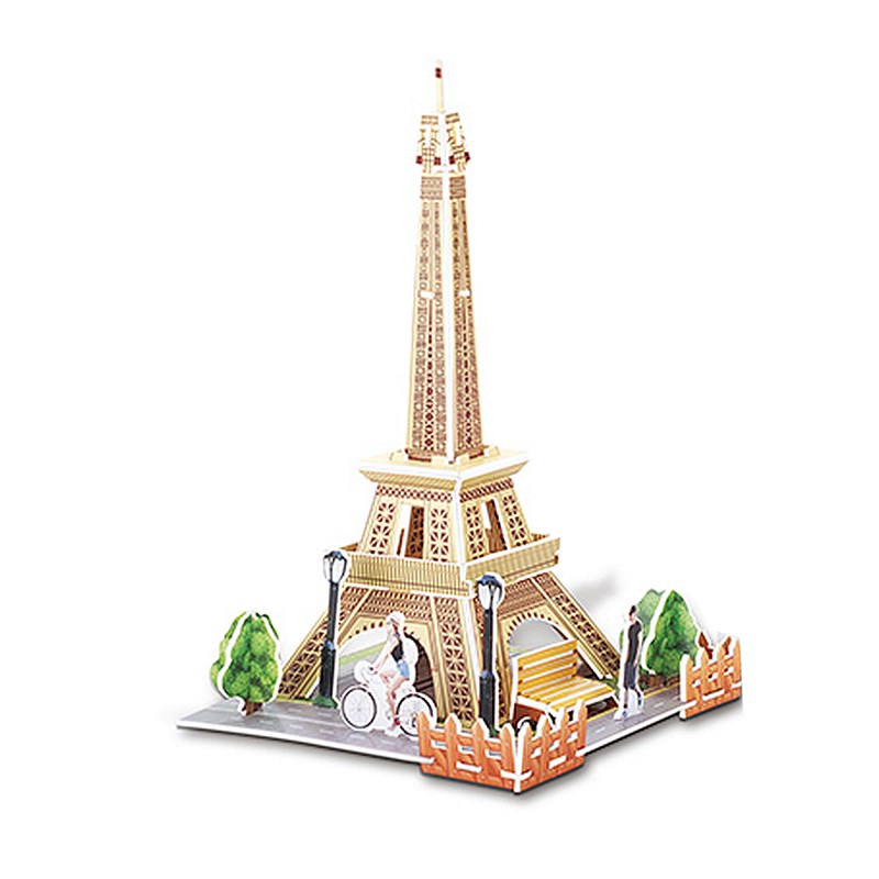 Puzzle 3d de la tour eiffel à paris. Avec un total de 26 pièces.