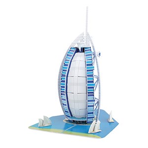 Puzzle 3d de l'hôtel burj al arab à dubaï. Comprend 33 pièces.