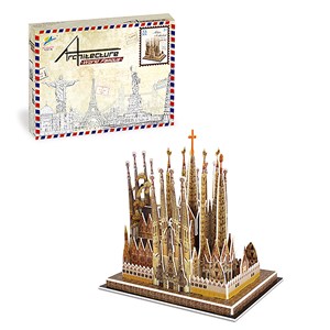 Puzzle 3d de la basilique de la sagrada família à barcelone. Comprend 33 pièces.