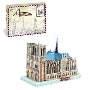 Puzzle 3d de la cathédrale notre-dame de paris. Comprend 44 pièces.