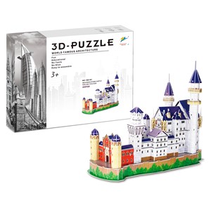 Puzzle 3d du château de neuschwanstein en allemagne. Comprend 98 pièces.