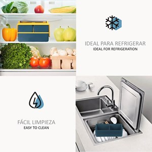 Boîte hermétique de 2 étages, pour conserver les aliments, de 1400ml.