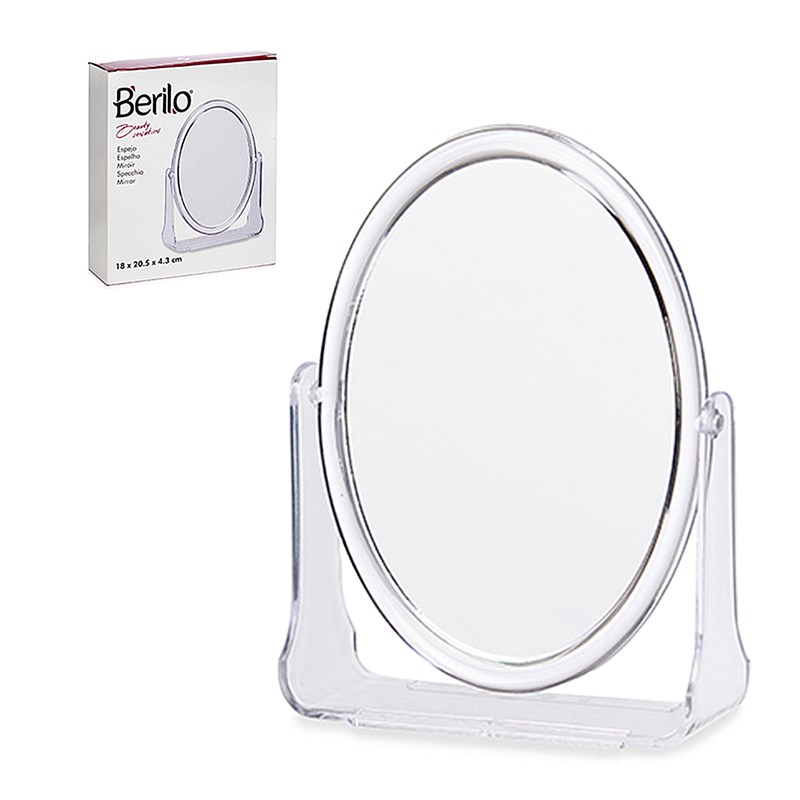 Miroir ovale avec support. 20,5x18cm.