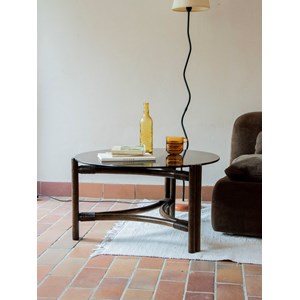 Table basse en rotin et verre n°307