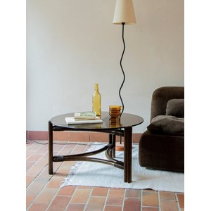 Table basse en rotin et verre n°307
