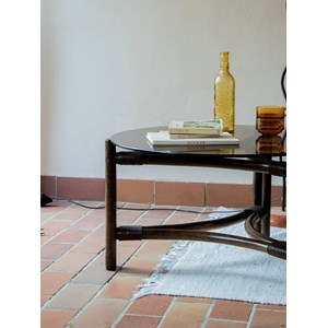 Table basse en rotin et verre n°307