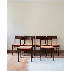 Lot de 6 chaises en bois et velours n°965