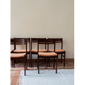 Lot de 6 chaises en bois et velours n°965