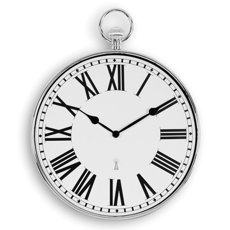 Horloge murale - montre gousset style vintage - radio-pilotée 30 cm silver