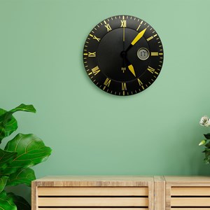 Horloge murale dorée chiffres romains avec écran lcd température - 25,4 cm