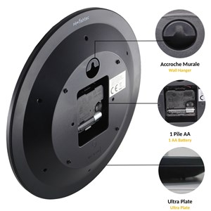 Horloge murale dorée chiffres romains avec écran lcd température - 25,4 cm