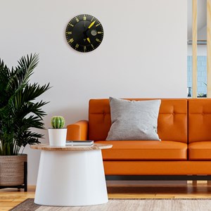 Horloge murale dorée chiffres romains avec écran lcd température - 25,4 cm