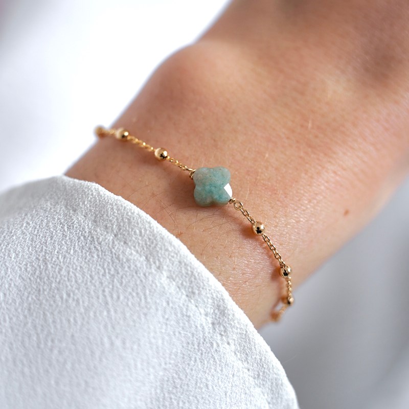 Bracelet trèfle amazonite