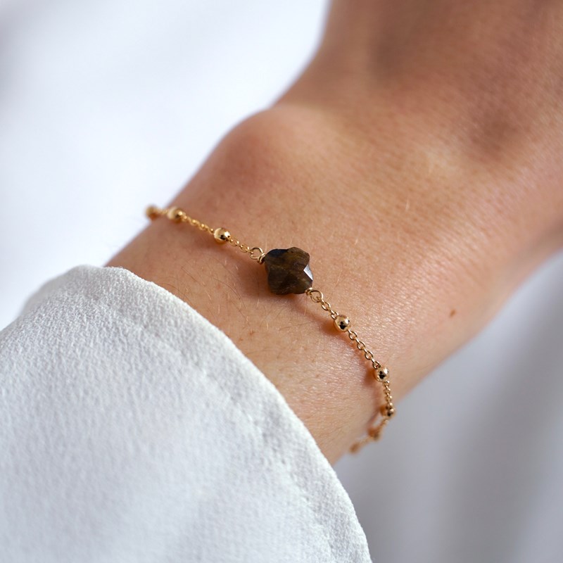 Meora Paris - Bracelet trèfle labradorite