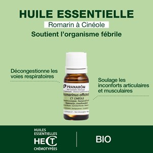 Pranarom - huile essentielle de romarin à cinéole - bio