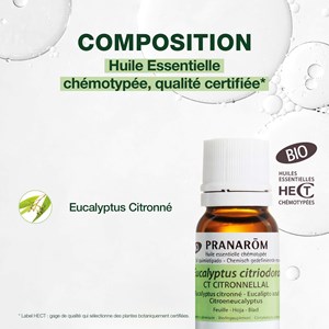 Pranarom - huile essentielle d'eucalyptus citronné - bio