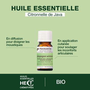 Pranarom - huile essentielle de citronnelle de java - bio