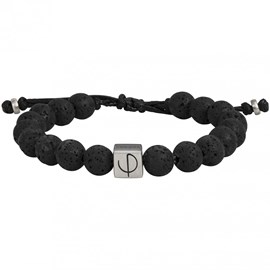 Bracelet souple orso en acier 316l avec lave noir