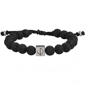 Bracelet souple orso en acier 316l avec lave noir