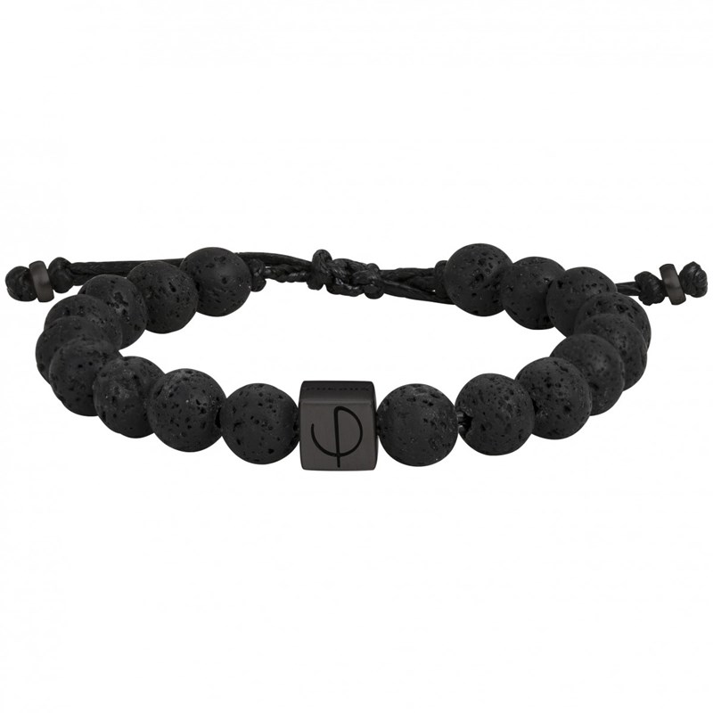 Phébus Bijoux - Bracelet souple orso en acier 316l avec lave noir