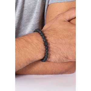 Bracelet souple orso en acier 316l avec lave noir