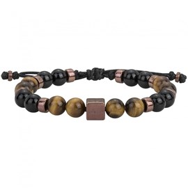 Bracelet souple milan en acier 316l avec oeil de tigre marron