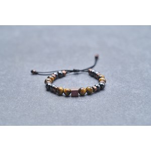 Bracelet souple milan en acier 316l avec oeil de tigre marron