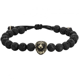 Bracelet souple esteban en pvd avec lave noir