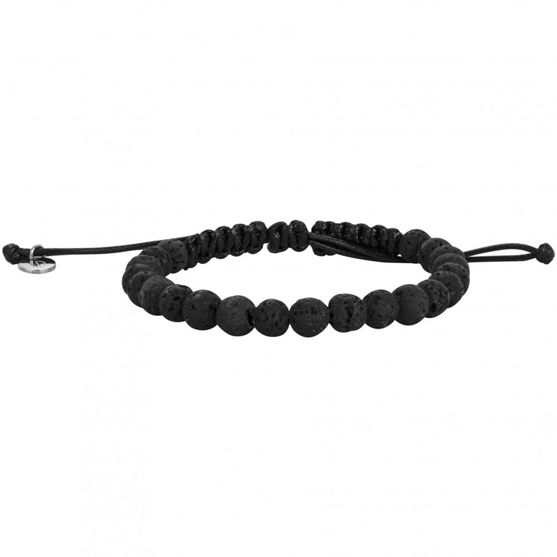 Bracelet souple hector en acier 316l avec lave noir