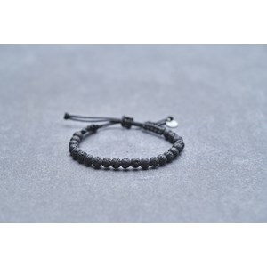Bracelet souple hector en acier 316l avec lave noir