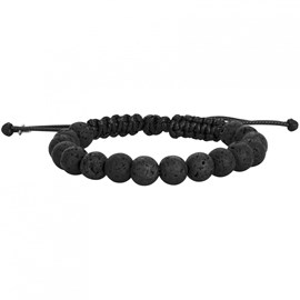 Bracelet souple hector en acier 316l avec lave noir