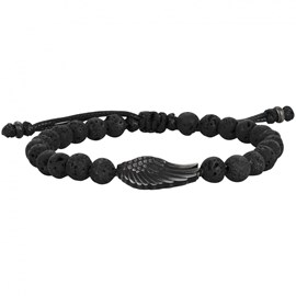 Bracelet souple gabriel en acier 316l avec lave noir