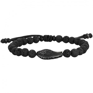 Bracelet souple gabriel en acier 316l avec lave noir