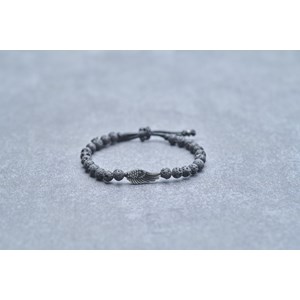 Bracelet souple gabriel en acier 316l avec lave noir