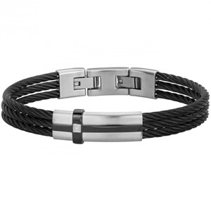 Bracelet semi-rigide cesar en acier 316l avec diamant blanc