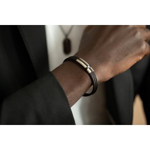 Bracelet semi-rigide cesar en acier 316l avec diamant blanc