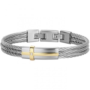 Bracelet semi-rigide cesar en acier 316l avec diamant blanc