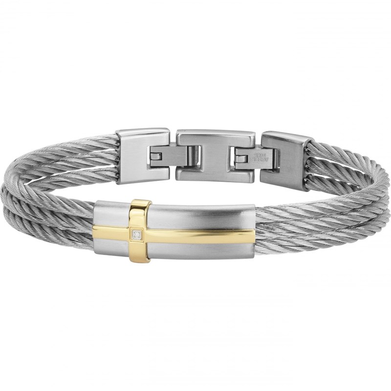 Phébus Bijoux - Bracelet semi-rigide cesar en acier 316l avec diamant blanc