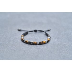 Bracelet souple edgar en acier 316l avec oeil de tigre marron