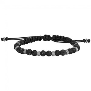 Bracelet souple abel en acier 316l avec lave noir