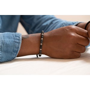 Bracelet souple abel en acier 316l avec lave noir