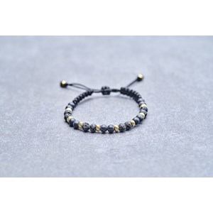 Bracelet souple abel en acier 316l avec lave noir