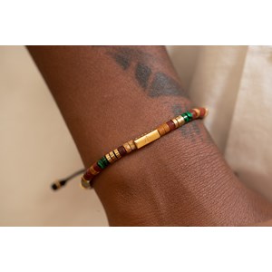 Bracelet souple charly en acier 316l avec oeil de tigre multicolore