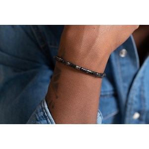 Bracelet souple marin en acier 316l avec pierre synthétique