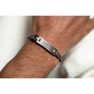 Bracelet souple balthazar en acier 316l avec diamant blanc