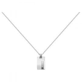 Plaque sur chaîne christiano en acier 316l avec diamant blanc