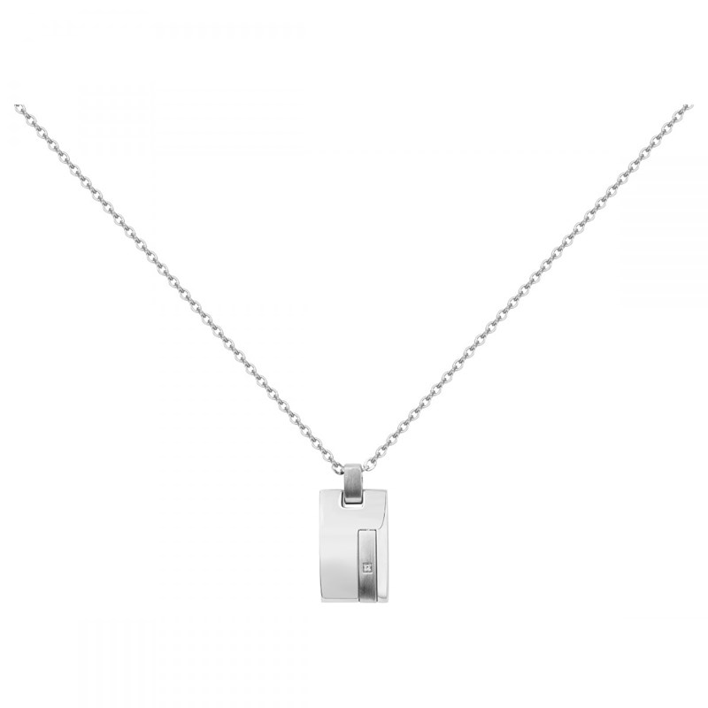 Plaque sur chaîne christiano en acier 316l avec diamant blanc