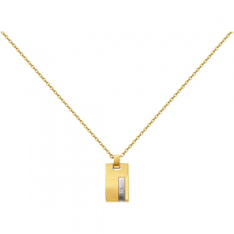 Plaque sur chaîne christiano en acier 316l avec diamant blanc