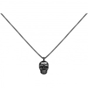 Collier tête de mort noir en acier 316l