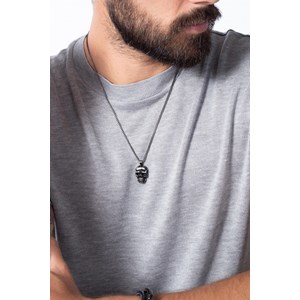 Collier tête de mort noir en acier 316l
